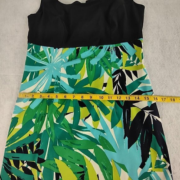 Alyx Women's Blue, Green, Black, Tropical Sleeveless Fitted Midi Dress Size 4 - Picture 9 of 11